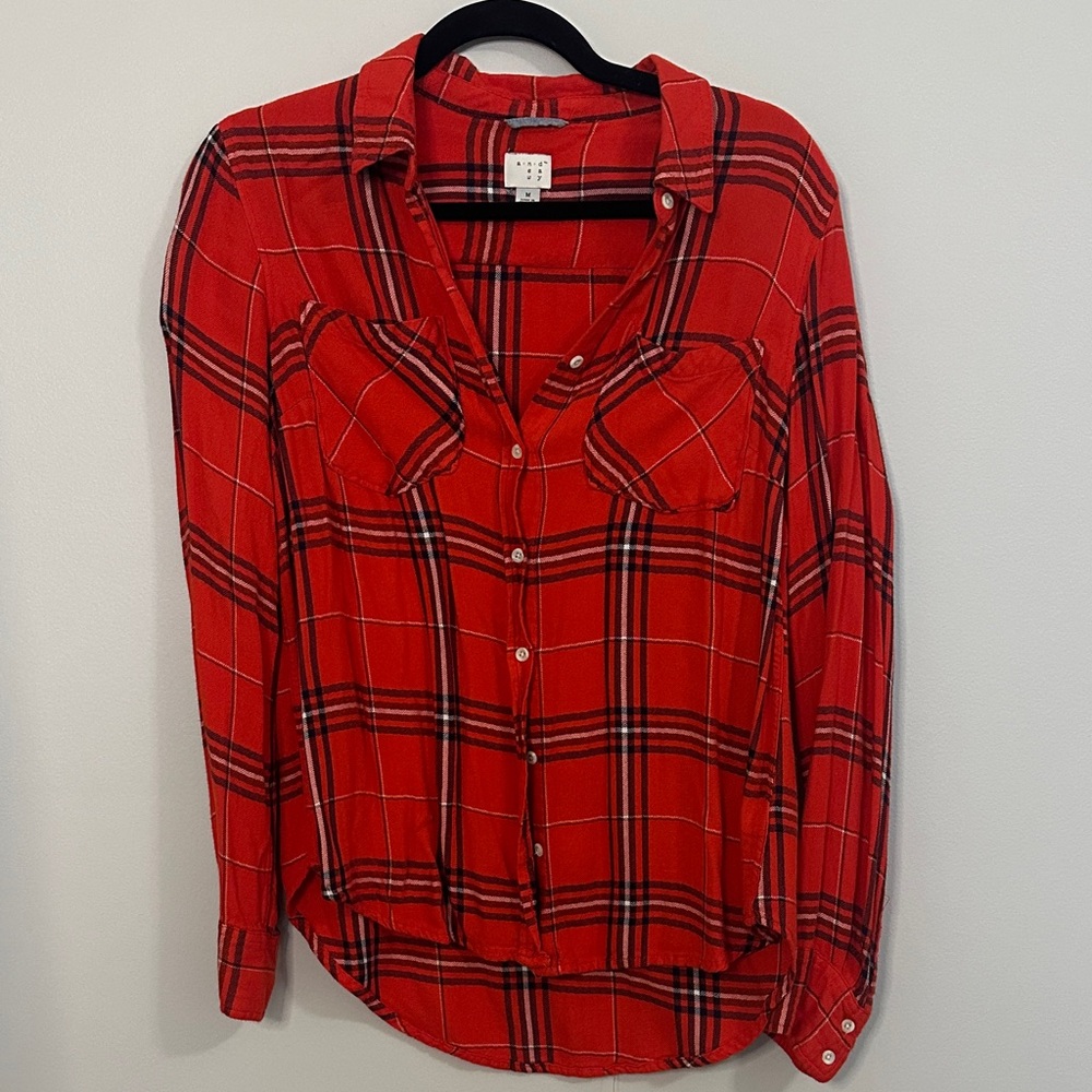 a new day Red Plaid Blouse